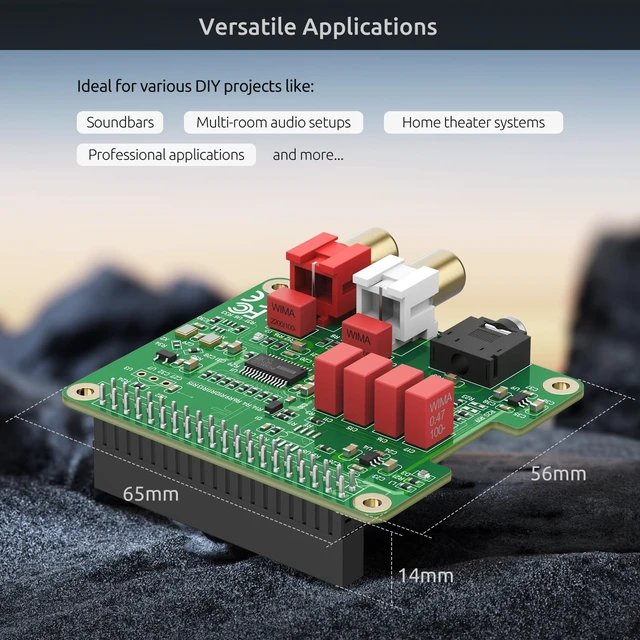 Alt view image 7 of 7 - InnoMaker HiFi DAC HAT for Raspberry Pi 5/4/3B+/Zero | PCM5122 384kHz/32bit DAC Audio Card Expansion Board | Dual Oscillators & DOP | RCA/3.5mm Output, 112dB SNR