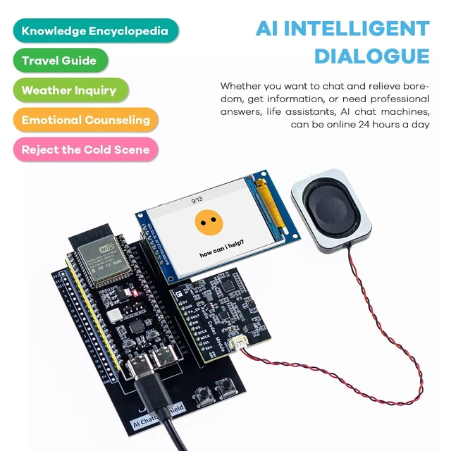Alt view image 4 of 7 - LAFVIN AI Chatbot Kit for ESP32-S3, Preloaded OpenAI & Deepseek Voice Assistant Projects, Voice Wake-up & Real-time Interruption, Suitable for Learning AI and IoT Projects.