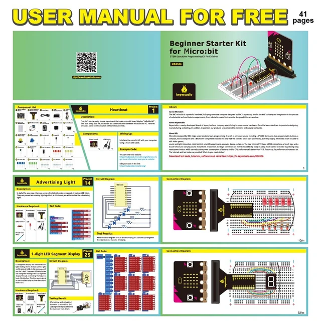 Alt view image 7 of 7 - KEYESTUDIO Microbit Basic Starter Kit for BBC Micro:bit V2 Accessories STEM Kit Coding for Beginners (Micro:bit V2.21 Included)
