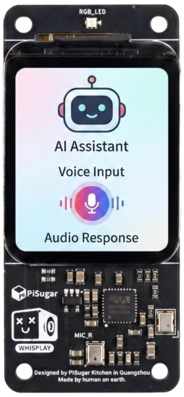 Main image of PiSugar Whisplay HAT for Raspberry Pi Zero 2 W, Zero WH & Pi 5:1.69" LCD Display Screen, Audio Expansion Board with Dual Microphones, Speaker & Codec, Voice Assistant & Smart Speaker Projects