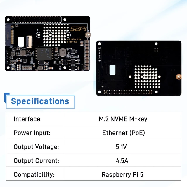 Alt view image 4 of 7 - GeeekPi P33 M.2 NVME M-Key PoE+ Hat with Official Pi 5 Active Cooler for Raspberry Pi 5, Support M.2 NVMe SSDs 2230/2242/2260/2280