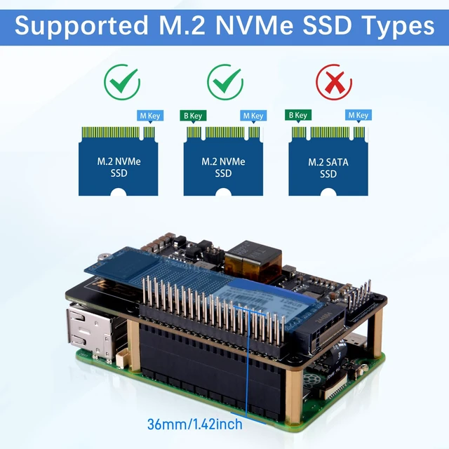 Alt view image 2 of 7 - GeeekPi P33 M.2 NVME M-Key PoE+ Hat with Official Pi 5 Active Cooler for Raspberry Pi 5, Support M.2 NVMe SSDs 2230/2242/2260/2280