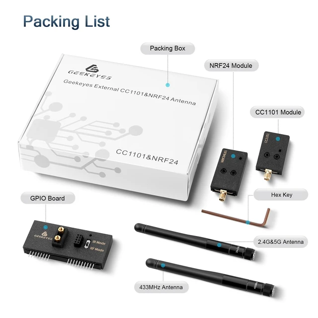 Alt view image 5 of 6 - GEEKEYES CC1101 & NRF24 Module with 940nm Infrared, 433MHz & 2.4G Antenna | New ENIG Immersion Gold PCB Design for Flipper Zero,Plug-and-Play,Upgraded 940nm Infrared,3D Printed Protective Case