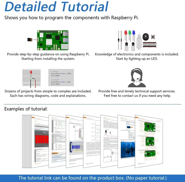 Alt view image 3 of 7 - Freenove Ultimate Starter Kit for Raspberry Pi 5 4 Zero 2 W (NOT Included) | 5 Sets of Code Python C Java Scratch Processing, 962-Page Detailed Tutorial, 128 Example Projects, 223 Items