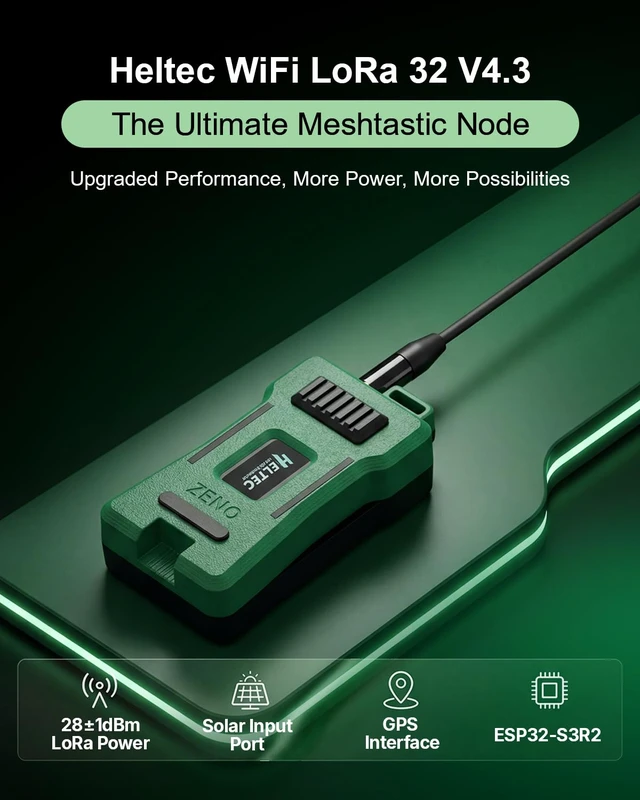 Alt view image 4 of 6 - Heltec V4 Meshtastic LoRa Device with GPS 3000mAh Battery, ESP32-S3 SX1262 | Pre-assembled, Meshtastic Meshcore Compatible, L76K GNSS module, LoRa/WiFi/Bluetooth Connection, 28dBm 2MB PSRAM 16MB Flash