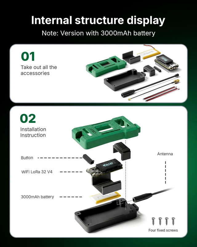Alt view image 6 of 6 - Heltec V4 Meshtastic LoRa Device with GPS 3000mAh Battery, ESP32-S3 SX1262 | Pre-assembled, Meshtastic Meshcore Compatible, L76K GNSS module, LoRa/WiFi/Bluetooth Connection, 28dBm 2MB PSRAM 16MB Flash