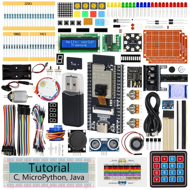 Main image of Freenove ESP32 Kit ESP32 Camera Board Ultimate Starter Kit | 240 MHz 32-bit Dual-core, Onboard Camera WiFi+BT, Python C Java Code, 795-Page Tutorial, 122 Projects, 240 Items
