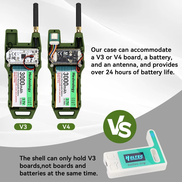 Alt view image 2 of 7 - Meshnology ESP32 LoRa V4 Development Board+GPS Version+3000mAh Battery+Case | Heltec V4 ESP32-S3R2 SX1262,915 MHz Antenna WiFi Bluetooth 0.96 OLED Meshtastic Devices for Ar duino LoRawan IOT 2Pcs N39