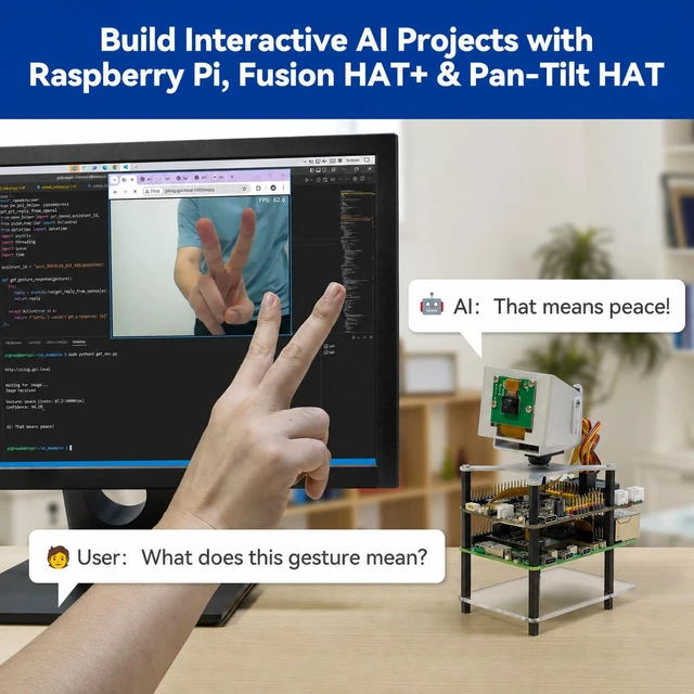Alt view image 5 of 7 - SunFounder AI Fusion Lab Kit for Raspberry Pi 5/4/3B+/Zero 2w, LLMs ChatGPT/Gemini/Grok, YOLO&OpenCV & MediaPipe, Python, Video Courses for Beginners Engineers
