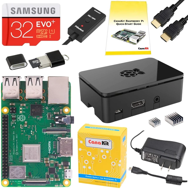 Main image of CanaKit Raspberry Pi 3 B+ (B Plus) Starter Kit (32 GB EVO+ Edition, Premium Black Case)