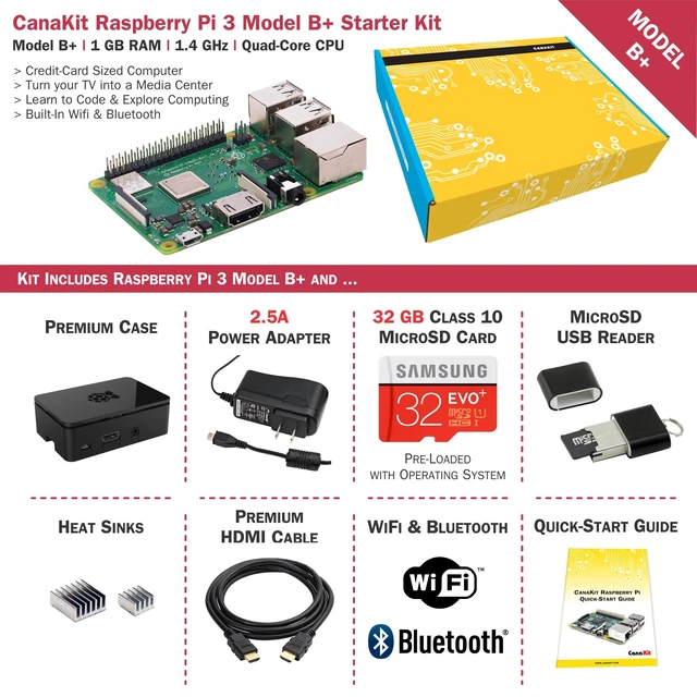 Alt view image 2 of 7 - CanaKit Raspberry Pi 3 B+ (B Plus) Starter Kit (32 GB EVO+ Edition, Premium Black Case)