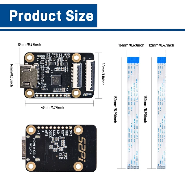 Alt view image 2 of 7 - GeeekPi HDMI to CSI2 Adapter Board for Raspberry Pi, Support HDMI Input Up to 1080p 30fps, Compatible with Raspberry Pi 4B/3B+/3B/Pi Zero/W/2W