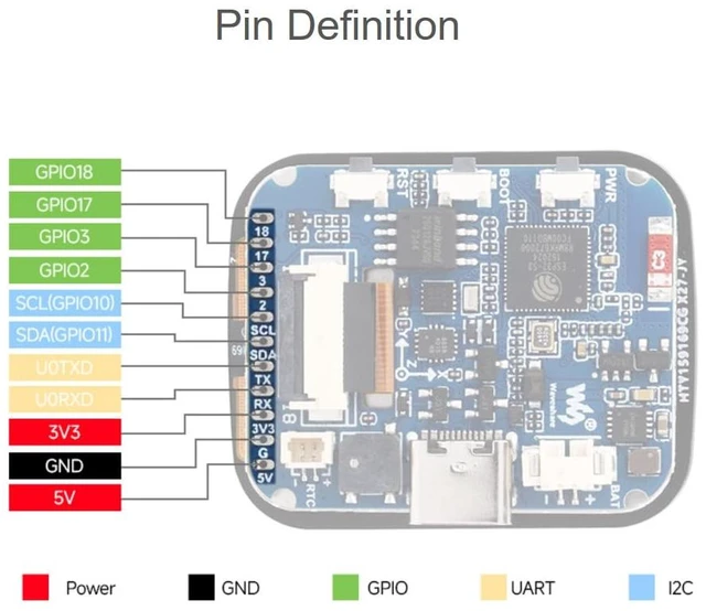 Alt view image 6 of 7 - ESP32-S3 MCU Board with 1.69inch LCD Touch Display, 240×280 Pixels 262K Color, Support 2.4GHz Wi-Fi & Bluetooth 5, 32-Bit LX7 Dual-Core Processor