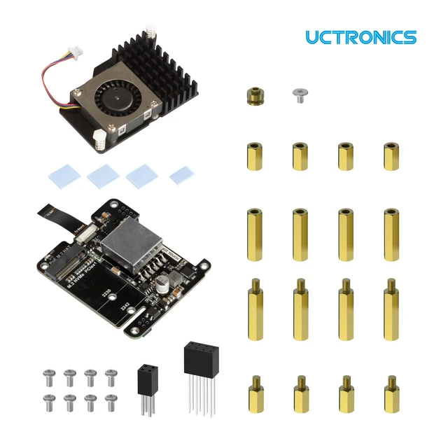 Alt view image 2 of 7 - UCTRONICS 5V 5A NVMe PoE+ HAT for Raspberry Pi 5, PCIe to M.2 NVMe Adapter, Compatible with 2230/2242 NVMe SSDs, IEEE 802.3af/at PoE+ Power Over Ethernet