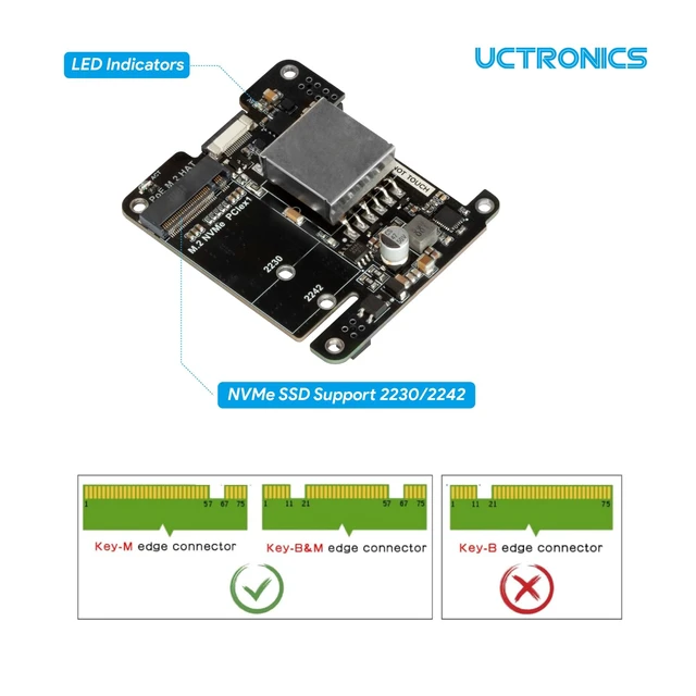 Alt view image 6 of 7 - UCTRONICS 5V 5A NVMe PoE+ HAT for Raspberry Pi 5, PCIe to M.2 NVMe Adapter, Compatible with 2230/2242 NVMe SSDs, IEEE 802.3af/at PoE+ Power Over Ethernet