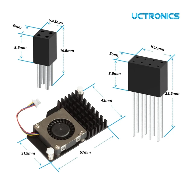 Alt view image 7 of 7 - UCTRONICS 5V 5A NVMe PoE+ HAT for Raspberry Pi 5, PCIe to M.2 NVMe Adapter, Compatible with 2230/2242 NVMe SSDs, IEEE 802.3af/at PoE+ Power Over Ethernet