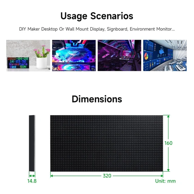 Alt view image 7 of 7 - Waveshare RGB Full-Color LED Matrix Panel, 5mm Pitch, 64×32 Pixels, Adjustable Brightness, Compatible with Raspberry Pi 5/4B/3B/Zero/Zero W/Zero 2W/Pico/Pico W/Pico WH/ESP32