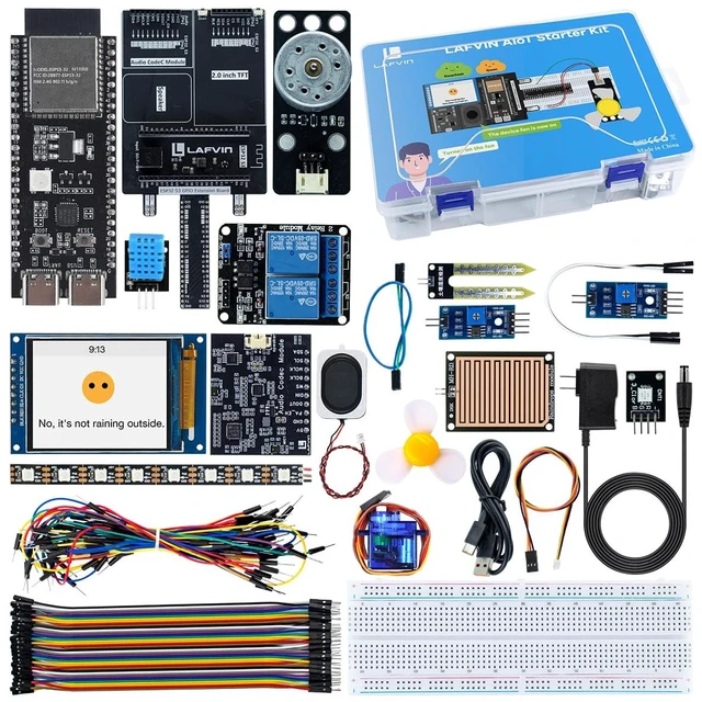 Main image of LAFVIN AIoT Starter Kit, ESP32-S3 AI Voice Control Electronics Starter Kit, DHT11 Temperature Humidity Sensor, Servo, Relay for Smart Home & IoT DIY Projects