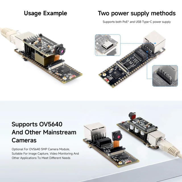 Alt view image 7 of 7 - Waveshare ESP32-S3 ETH Development Board Microcontroller, 10/100Mbps RJ45 Ethernet Port, W-F & BT Support, 240MHz Dual Core Processor, Onboard Type-C Port and TF Card Slot, OV2640 Camera+PoE Module