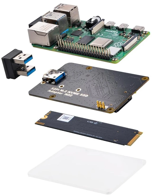 Alt view image 4 of 7 - GeeekPi M.2 NVME SSD Storage Expansion Board for Raspberry Pi 4 - Only Supports M.2 NVME SSD, Pi Board Not Included