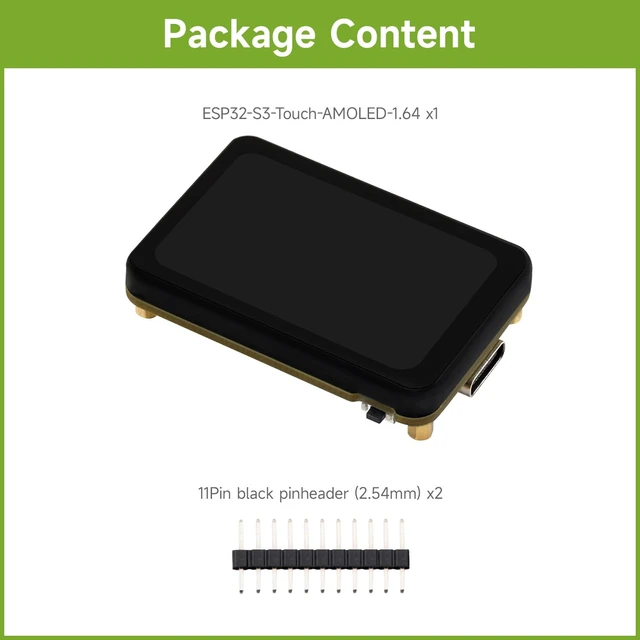 Alt view image 2 of 7 - Waveshare ESP32-S3 1.64inch AMOLED Touch Display Development Board, 280×456, QSPI Interface, 32-bit LX7 Dual-core Processor, Accelerometer & Gyroscope, ESP32 with Display