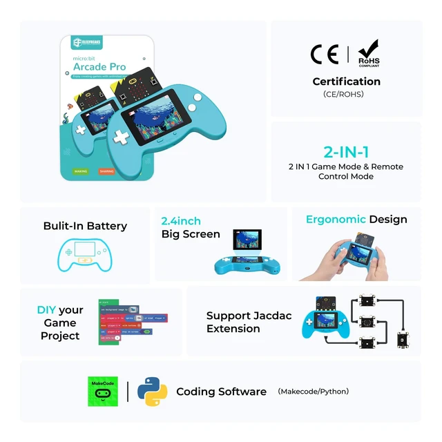 Alt view image 7 of 7 - ELECFREAKS microbit Starter kit Retro Makecode Arcade, microbit Creat Coding Kit(Without microbit)