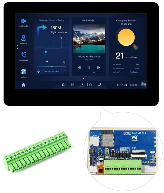 Main image of Waveshare ESP32-S3 4.3inch Capacitive Touch Display Development Board B, 800×480 Resolution, 5-Point Touch, 32-Bit LX7 Dual-Core Processor, Up to 240MHz Frequency, with Onboard Antenna
