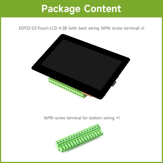 Alt view image 2 of 7 - Waveshare ESP32-S3 4.3inch Capacitive Touch Display Development Board B, 800×480 Resolution, 5-Point Touch, 32-Bit LX7 Dual-Core Processor, Up to 240MHz Frequency, with Onboard Antenna