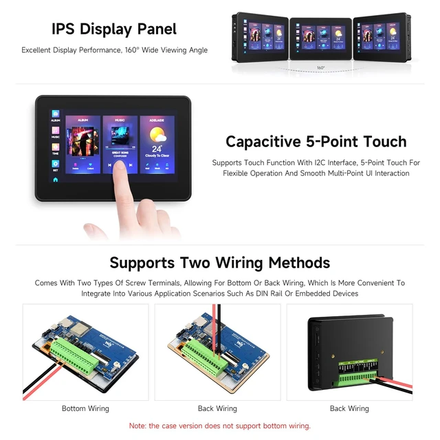 Alt view image 5 of 7 - Waveshare ESP32-S3 4.3inch Capacitive Touch Display Development Board B, 800×480 Resolution, 5-Point Touch, 32-Bit LX7 Dual-Core Processor, Up to 240MHz Frequency, with Onboard Antenna