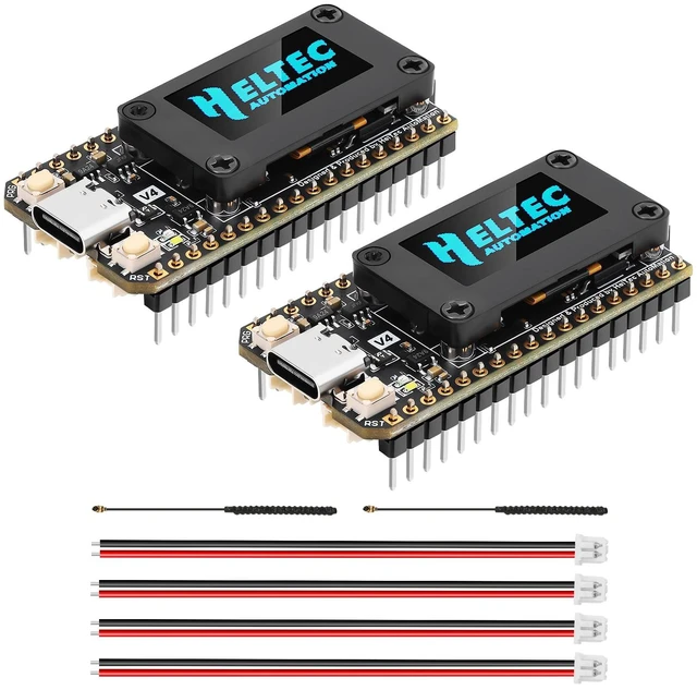 Main image of Meshnology 2Pcs ESP32 LoRa V4 Development Board ESP32-S3 SX1262 LoRa Module | 0.96" OLED Display WiFi Bluetooth 2MB PSRAM 16MB Flash Supports GPS Solar LoRa Antenna for AR duino Meshtastic LoRaWAN IOT