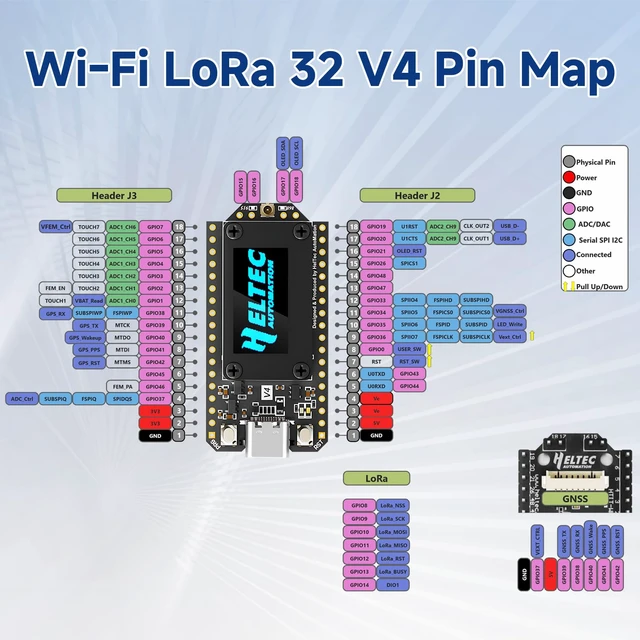 Alt view image 5 of 7 - Meshnology 2Pcs ESP32 LoRa V4 Development Board ESP32-S3 SX1262 LoRa Module | 0.96" OLED Display WiFi Bluetooth 2MB PSRAM 16MB Flash Supports GPS Solar LoRa Antenna for AR duino Meshtastic LoRaWAN IOT