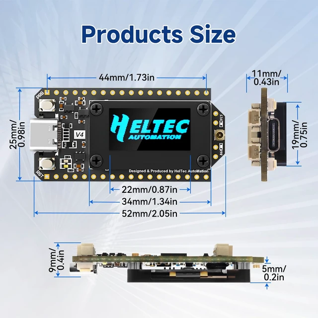 Alt view image 7 of 7 - Meshnology 2Pcs ESP32 LoRa V4 Development Board ESP32-S3 SX1262 LoRa Module | 0.96" OLED Display WiFi Bluetooth 2MB PSRAM 16MB Flash Supports GPS Solar LoRa Antenna for AR duino Meshtastic LoRaWAN IOT