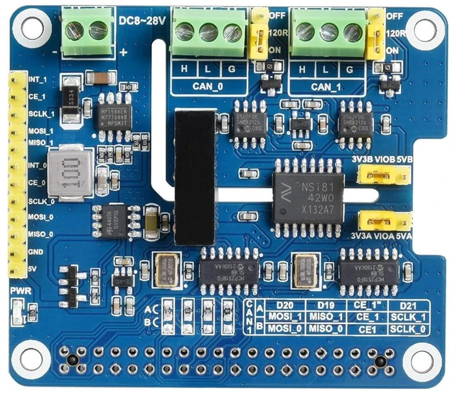 Main image of Waveshare CAN FD Expansion HAT Compatible with Raspberry Pi 2-Channel Isolated