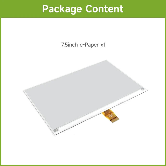 Alt view image 2 of 7 - Waveshare 7.5inch E-Ink Raw Display Compatible with Raspberry Pi 5/4B/3B/Zero/Zero W/Zero 2W/Pico/Pico W/Pico WH 800×480 Resolution with SPI Interface Without PCB