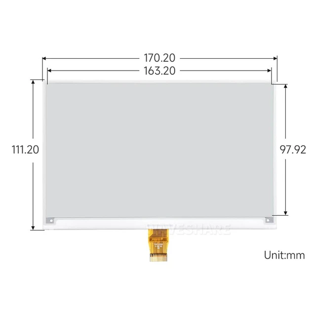 Alt view image 7 of 7 - Waveshare 7.5inch E-Ink Raw Display Compatible with Raspberry Pi 5/4B/3B/Zero/Zero W/Zero 2W/Pico/Pico W/Pico WH 800×480 Resolution with SPI Interface Without PCB