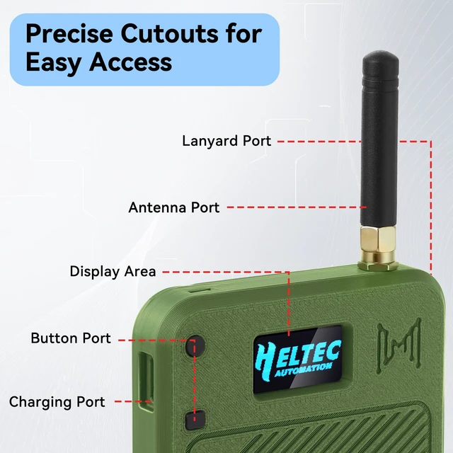 Alt view image 3 of 7 - Meshnology 2 Set ESP32 LoRa V3 Development Board with 915MHz Antenna + 3000mAh Battery + Meshtastic Case, ESP32-S3 SX1262 Integrated WiFi Bluetooth OLED Display for Arduino LoRaWAN IOT (N32, Green)