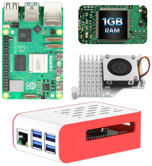 Main image of iRasptek Basic kit for Raspberry Pi 5 RAM 1GB with Pi5 Case and Active Cooler