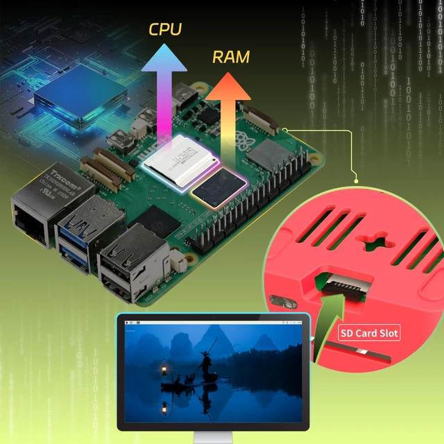 Alt view image 3 of 7 - iRasptek Basic kit for Raspberry Pi 5 RAM 1GB with Pi5 Case and Active Cooler
