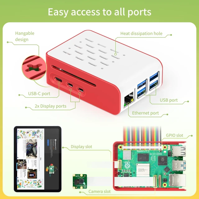 Alt view image 6 of 7 - iRasptek Basic kit for Raspberry Pi 5 RAM 1GB with Pi5 Case and Active Cooler