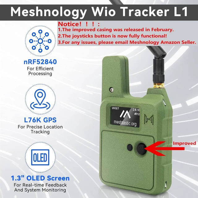 Alt view image 2 of 7 - Meshnology 2 Set Wio Tracker L1 Board + 3000mAh Battery + Case Set with SX1262 nRF52840 Blue Tooth GPS 1.3" OLED Display Battery Type-C Solar for Ar duino Meshtastic LoRa Meshcore AIoT (N37, Green)