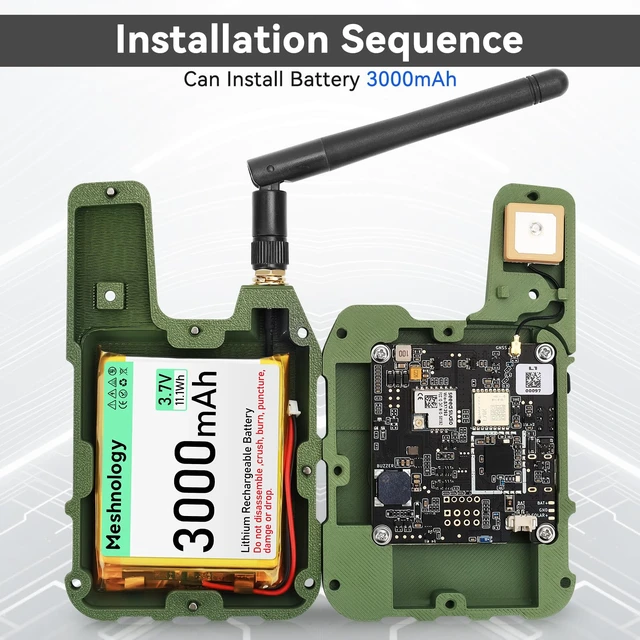 Alt view image 3 of 7 - Meshnology 2 Set Wio Tracker L1 Board + 3000mAh Battery + Case Set with SX1262 nRF52840 Blue Tooth GPS 1.3" OLED Display Battery Type-C Solar for Ar duino Meshtastic LoRa Meshcore AIoT (N37, Green)