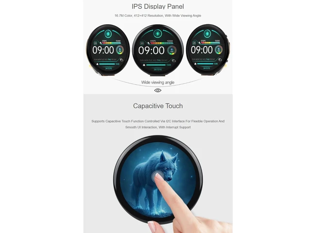 Alt view image 3 of 7 - ESP32-S3 1.46inch Round Display Development Board, 412×412 IPS Touch Screen | 16.7M Color,Onboard Speaker And Microphone,Integrates QSPI Interface Display,Supports WiFi and Bluetooth