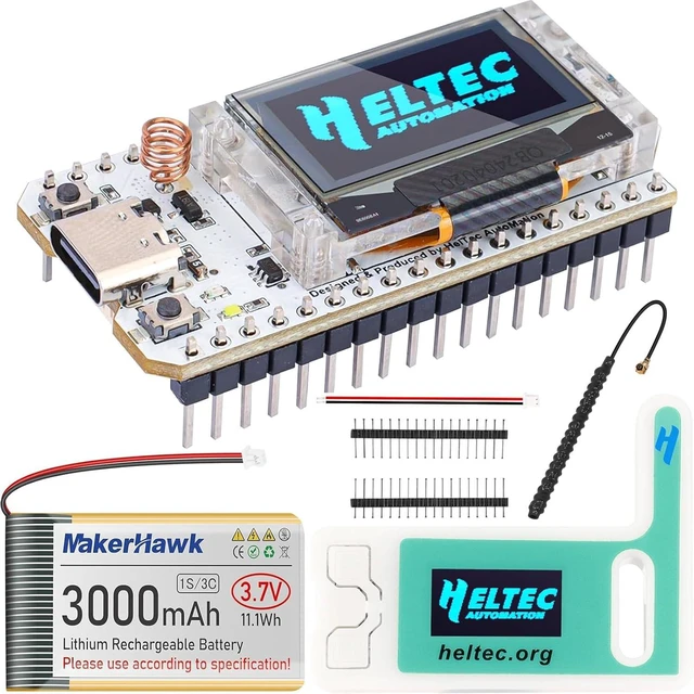 Main image of ESP32 LoRa V3 Module Board with 3000mAh Battery Set - with 915MHz Antenna and SX1262 LoRa V3 Case Devices for Meshtastic Ar duino LoRawan IOT
