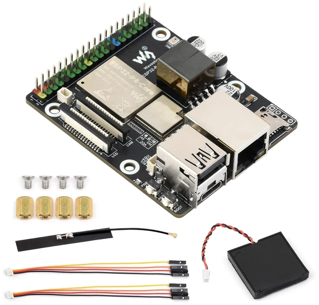 Main image of Waveshare ESP32-P4-WIFI6-POE-ETH High-Performance Development Board, Based On ESP32-P4 and ESP32-C6, Supports Wi-Fi 6 and BLT 5 (LE), PoE Module, Bundle with Speaker and Cables (5 Items)