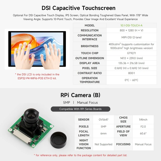 Alt view image 6 of 7 - Waveshare ESP32-P4-WIFI6-POE-ETH High-Performance Development Board, Based On ESP32-P4 and ESP32-C6, Supports Wi-Fi 6 and BLT 5 (LE), PoE Module, Bundle with Speaker and Cables (5 Items)