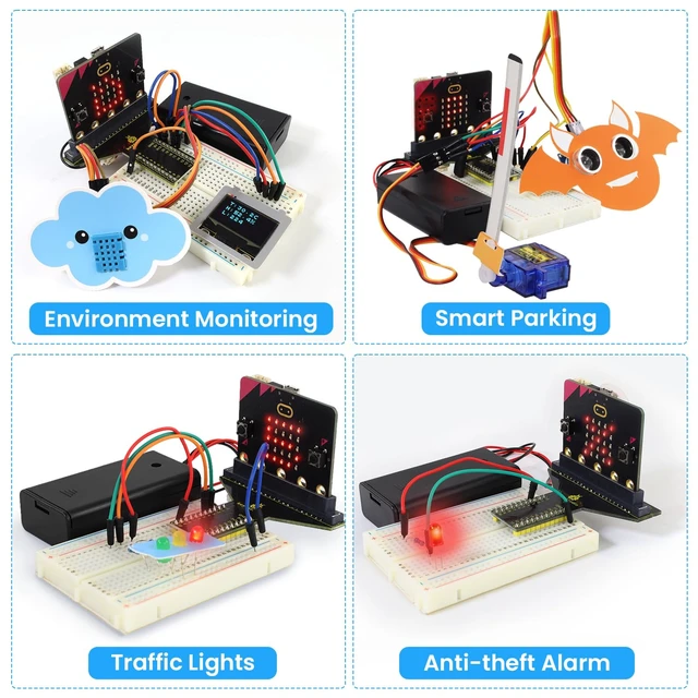 Alt view image 7 of 7 - KEYESTUDIO Micro:bit Basic Starter Kit for Teens & Beginners - Electronics Learning Kit with Sensors, LEDs & Tutorials | STEM Education Projects for Coding(Micro:bit Included)