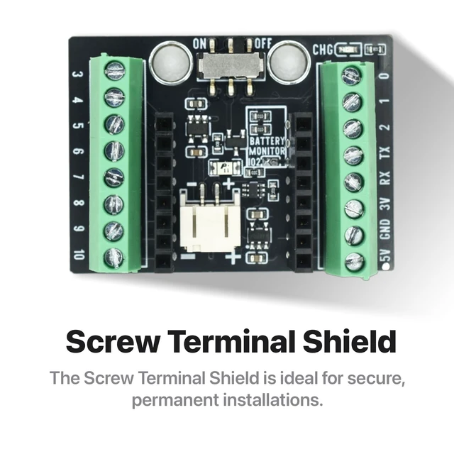 Alt view image 5 of 7 - Lonely Binary 3-Pack ESP32-C3 OLED WiFi BLE LiPo Shield for C++ | Built-in OLED, WiFi + BT 5.0 LE; 3 shields: 2.54mm, screw & non-screw terminal; LiPo UPS charging, 3.3V; battery monitor pads