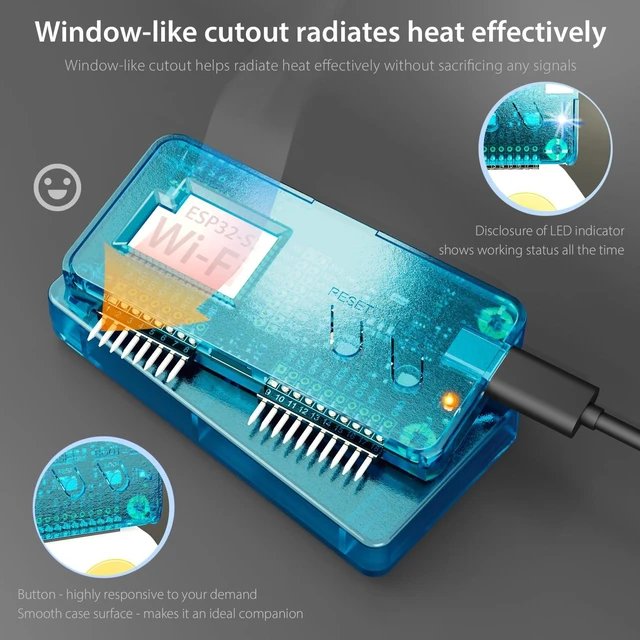 Alt view image 4 of 6 - Wi-Fi Developer Board for Flipper Zero with Protective Case - Crystal Aqua Blue