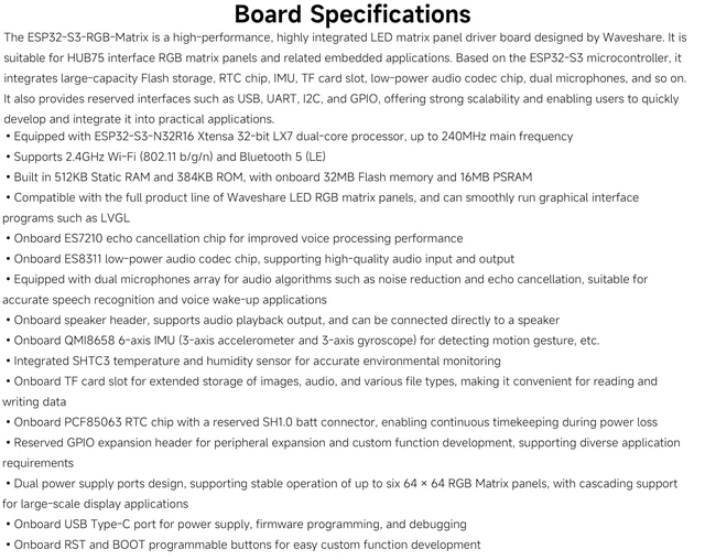 Alt view image 3 of 7 - ESP32-S3 RGB Matrix Driver Board, can Driving Multiple LED Matrix Panels | Onboard Dual Microphones Array, Support 2.4 GHz Wi-Fi And Bluetooth 5 (BLE), AI Voice Interaction