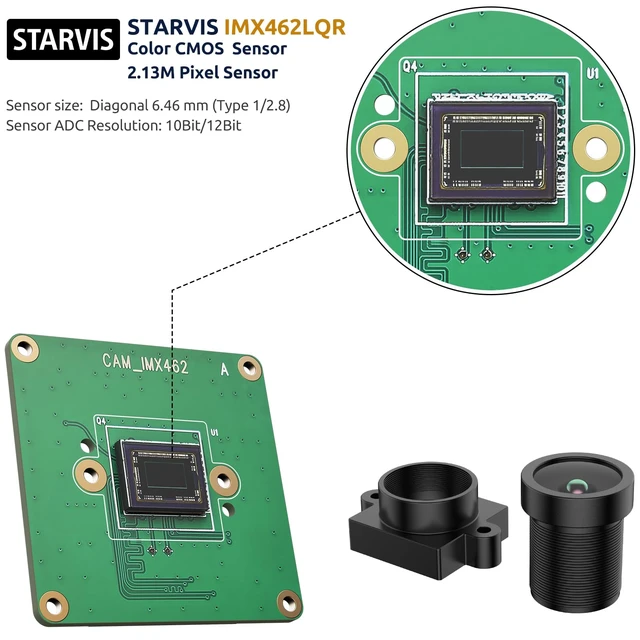 Alt view image 2 of 7 - InnoMaker Raspberry Pi Industrial Camera Module STARVIS IMX462 Color CMOS Sensor 2MP Pixel for All Raspberry Pi, Support Bullseye libcamera and Raspbian Build-in Driver